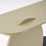 Minimalist wooden console table with oval base