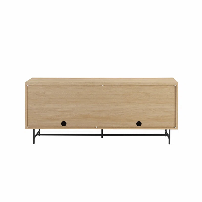 Minimalist modern buffet cabinet with fluted wood texture