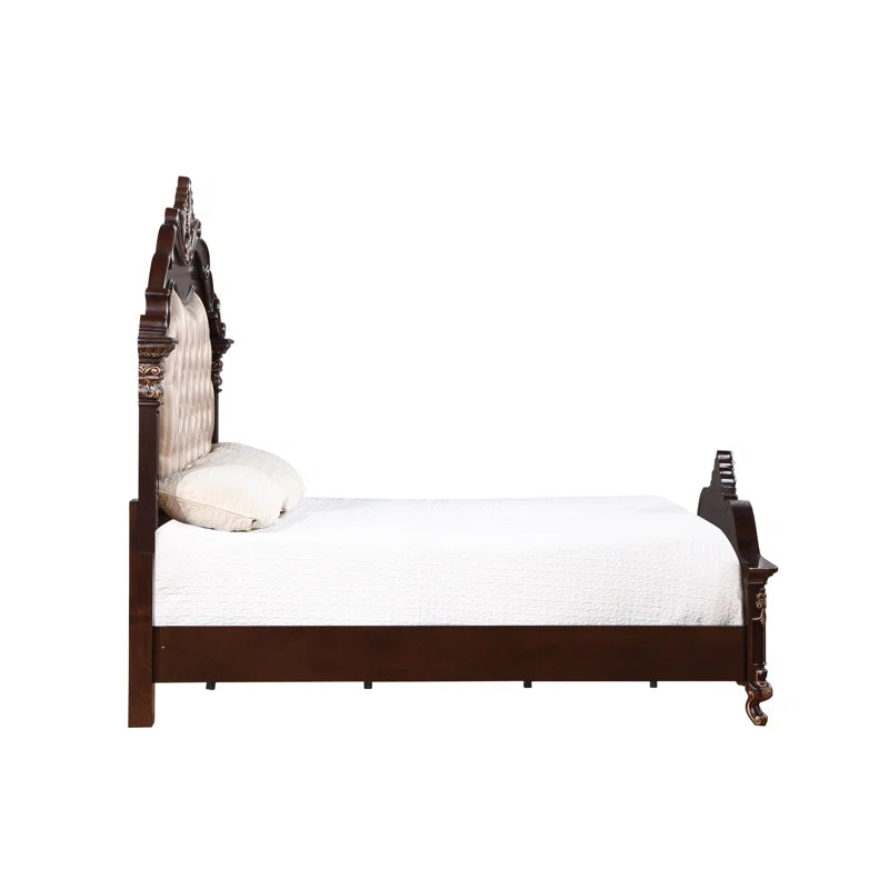 Premium solid wood bed with intricate carvings