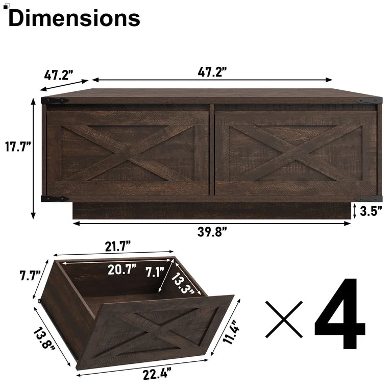 Farmhouse lift-top coffee table with spacious storage and wood finish