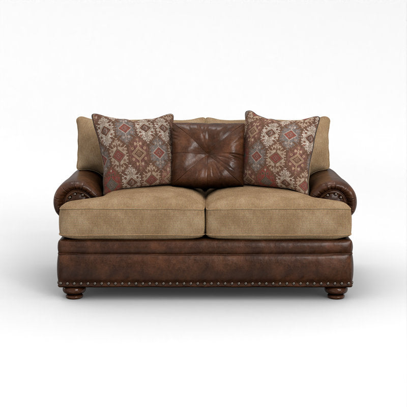 Solid teak wood frame sofa with designer upholstery