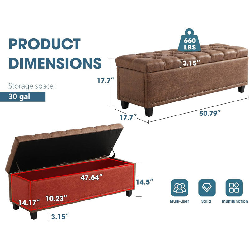 Elegant bedroom storage bench with cushioned seat