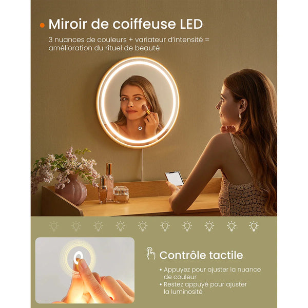 wooden dressing table with LED light mirror
