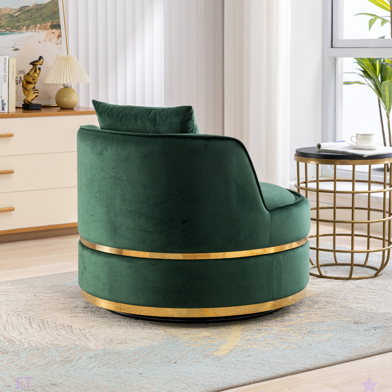 Comfortable velvet armchair with gold base