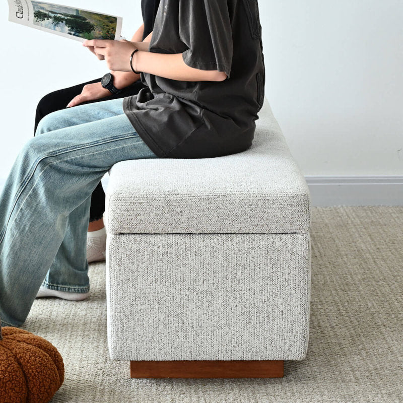 stylish grey bench teak wood base