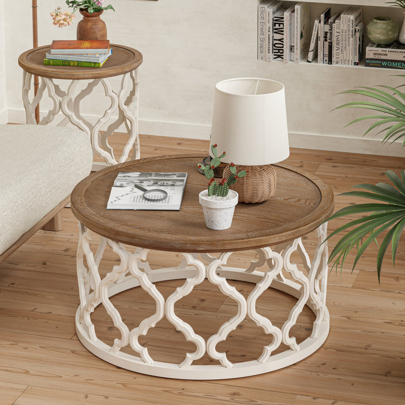 Contemporary round wooden center table