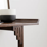 Modern teak wood console with shelf
