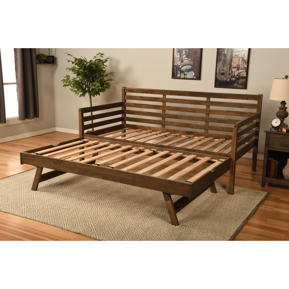 Luxury teak wood guest bed sofa