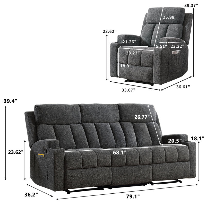 3 seater recliner sofa with armchairs