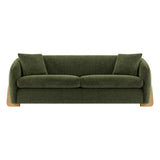 Modern upholstered sofa with solid teak wood frame
