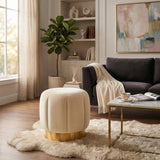 Modern teak wood upholstered ottoman stool