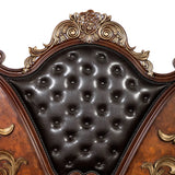 Royal antique wooden bed with leather upholstery