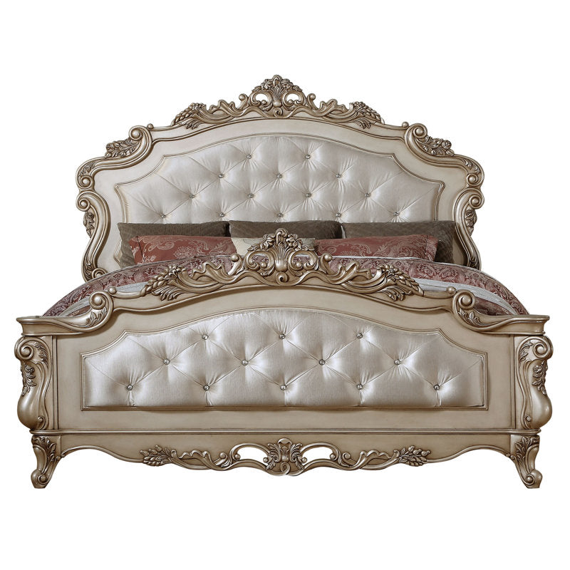Premium upholstered teak wood king size bed