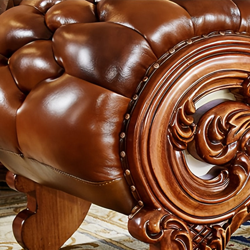 Premium teak wood upholstered bench for living room