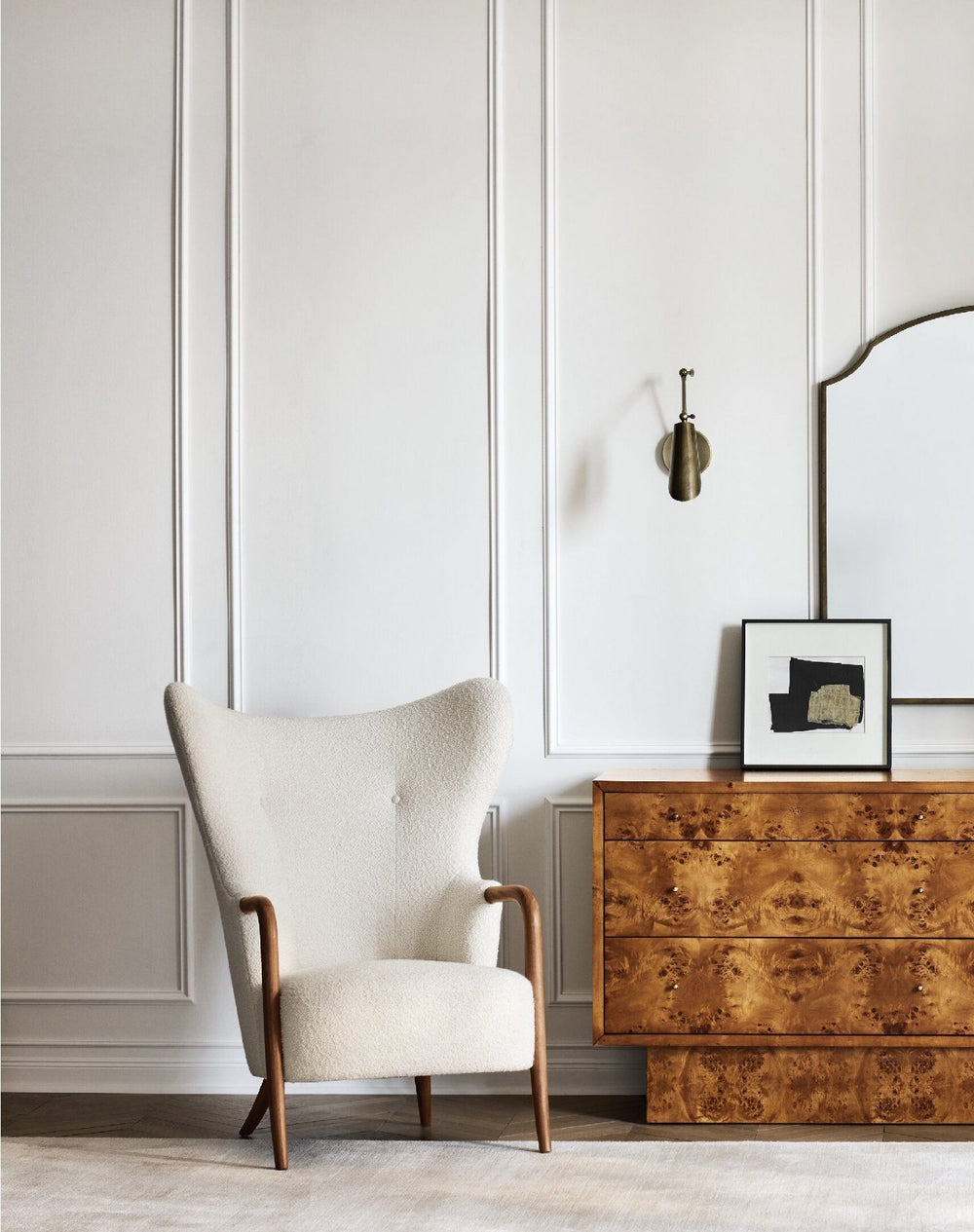 Elegant high back teak wood reading chair
