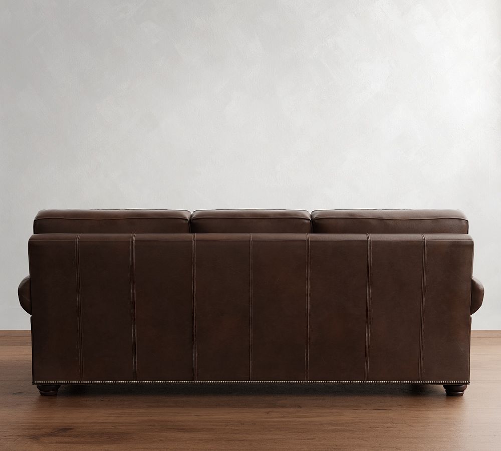 Handcrafted brown leather teak wood sofa set