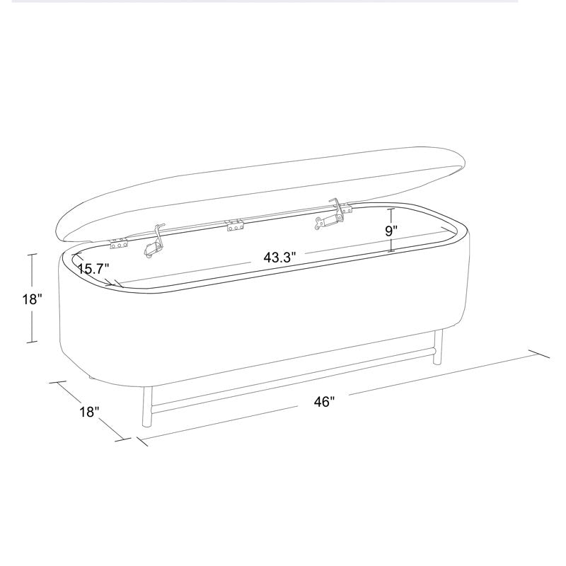 Premium brown upholstered storage bench with metal legs