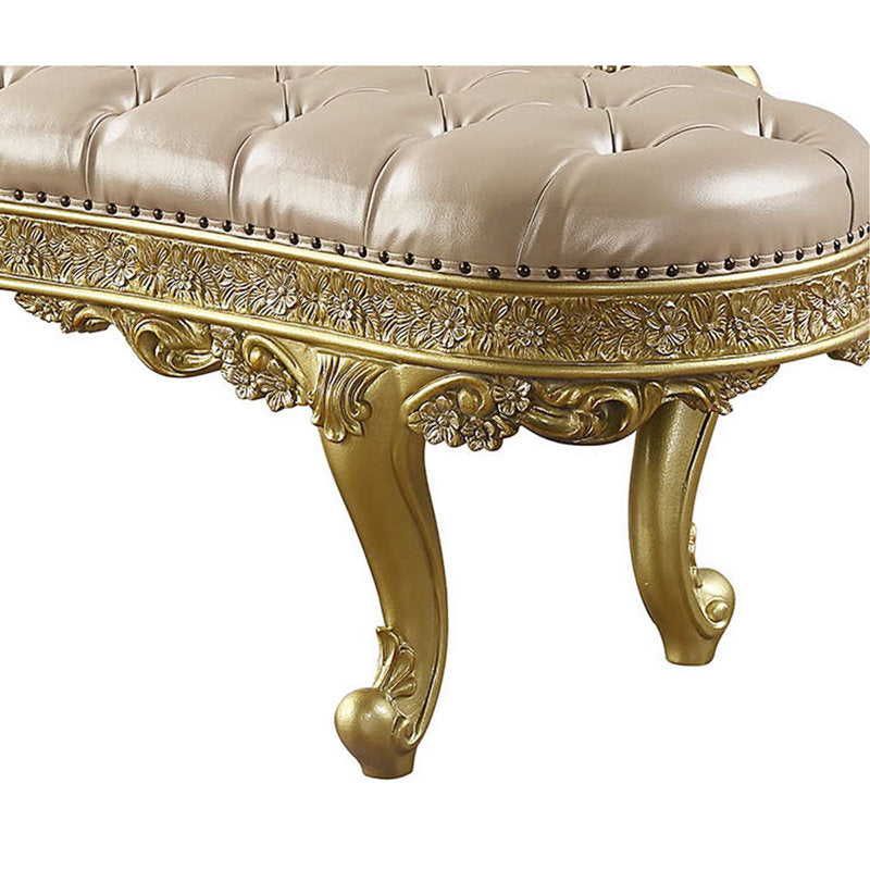 Antique gold carved wooden bench luxury décor