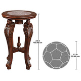 Antique style solid teak wood side table with carved legs