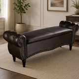 Luxury Chesterfield Storage Bench in Solid Teak Wood