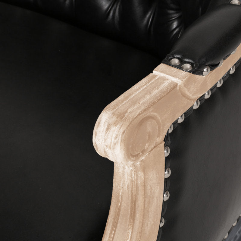 Designer teak wood Chesterfield bench with tufted backrest