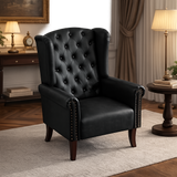 Luxury Chesterfield Wingback Chair in Solid Teak Wood