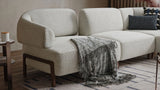 Contemporary curved living room sofa in cream boucle fabric