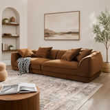 Luxury curved teak wood sofa for modern living room