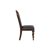 Classic teak wood dining table set with carved design
