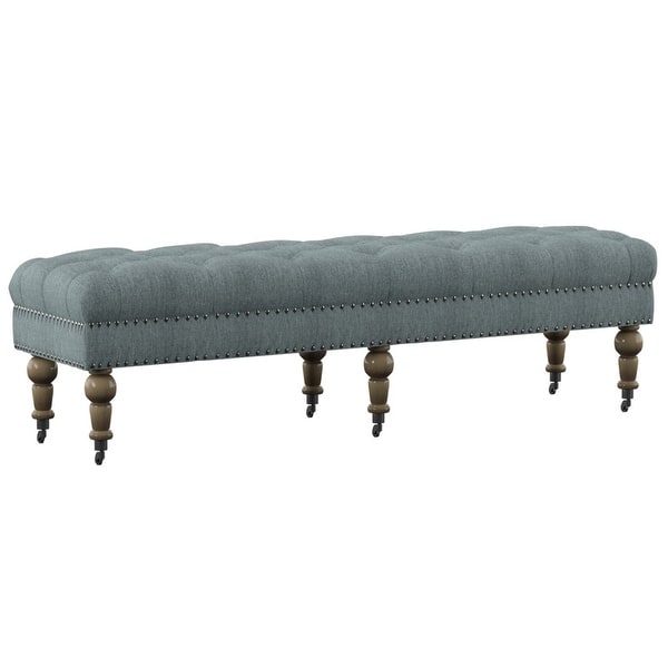 Modern teak wood seating bench with cushioned top