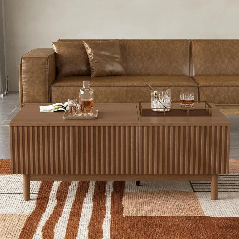 Elegant modern center table with fluted detailing and oval shape