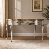Luxury French Provincial teak wood console table with drawers