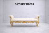 Classic vintage gold wooden bench for bedroom and hallway seating
