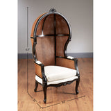 Luxury teak wood wingback cane accent chair