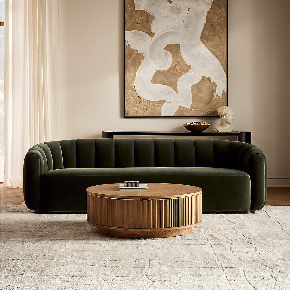 Contemporary curved sofa with wooden frame