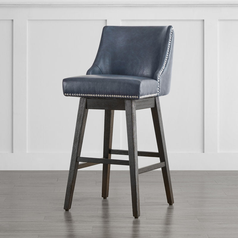 Comfortable upholstered teak wood dining bar chair