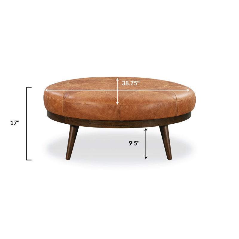 Contemporary round coffee table ottoman made from teak wood