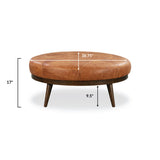 Contemporary round coffee table ottoman made from teak wood