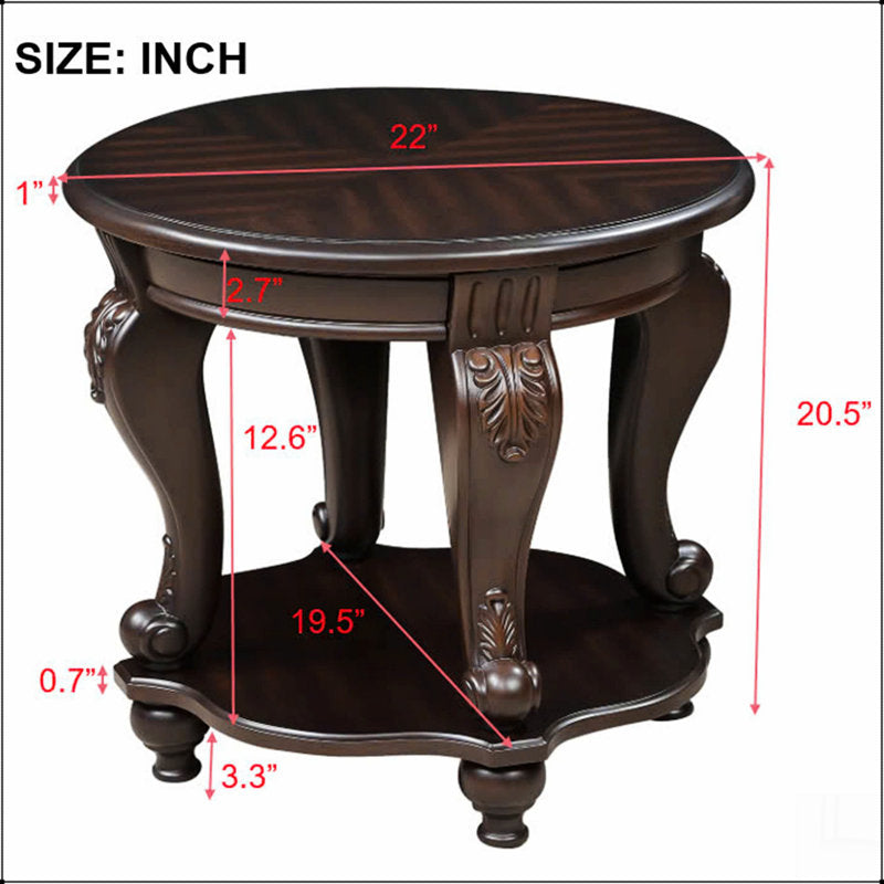 Classic wooden side table with walnut finish