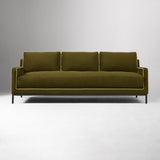 Modern 3 seater velvet sofa in olive green color