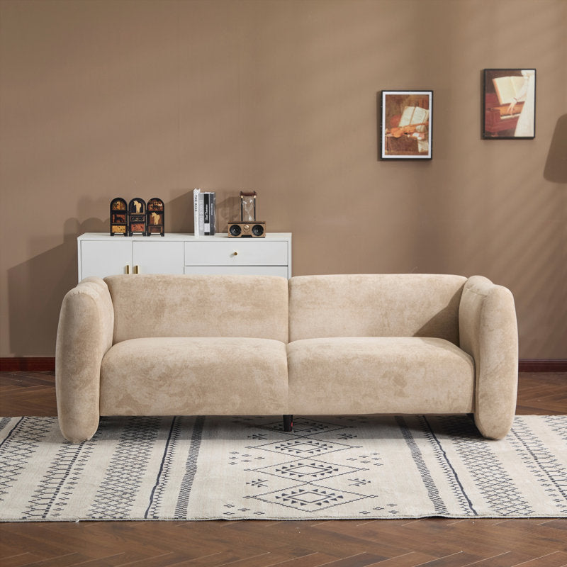 Designer curved sofa with premium fabric upholstery