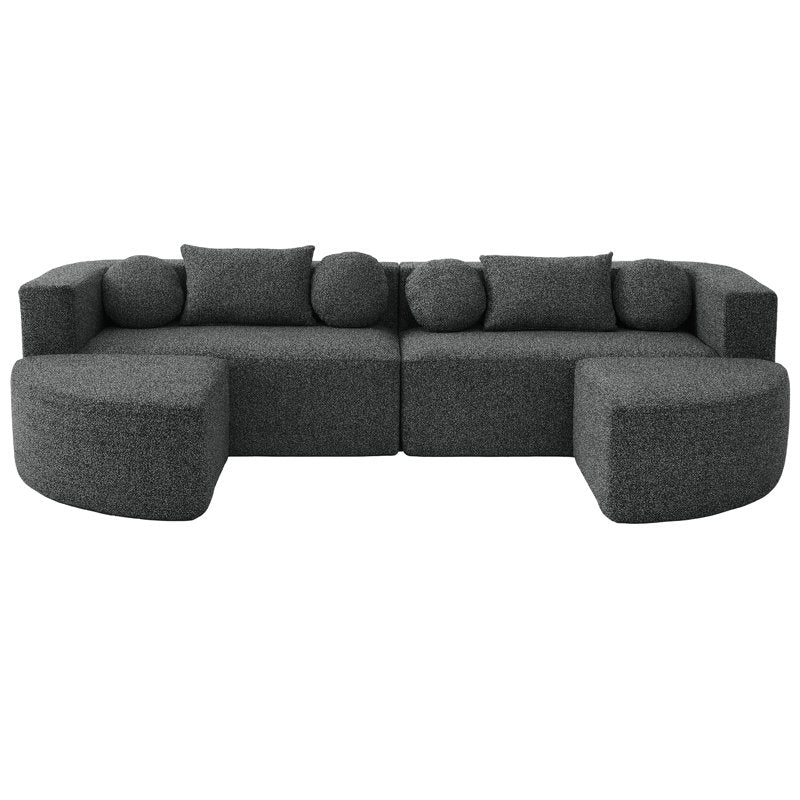 Elegant charcoal grey lounge chair sofa set