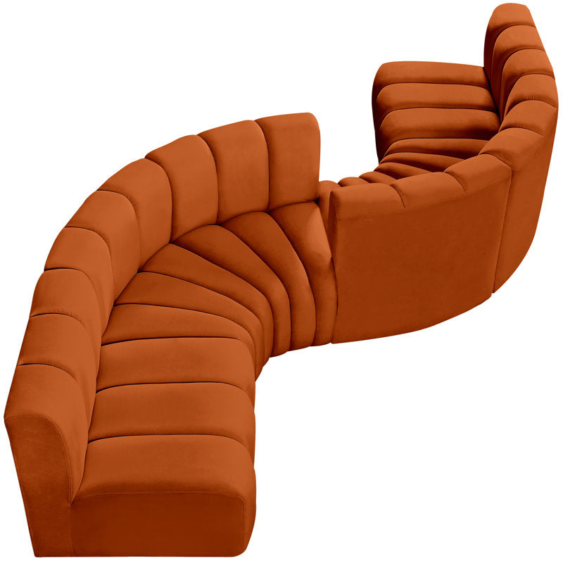Modern teak wood curved sectional sofa for living room
