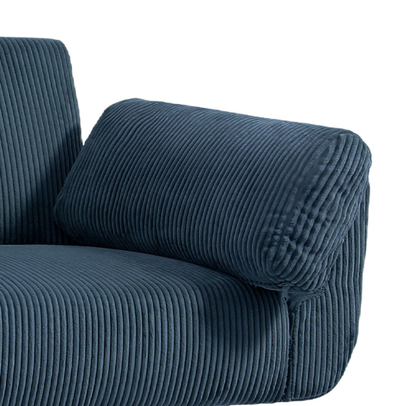Modern upholstered sofa with teak wood frame