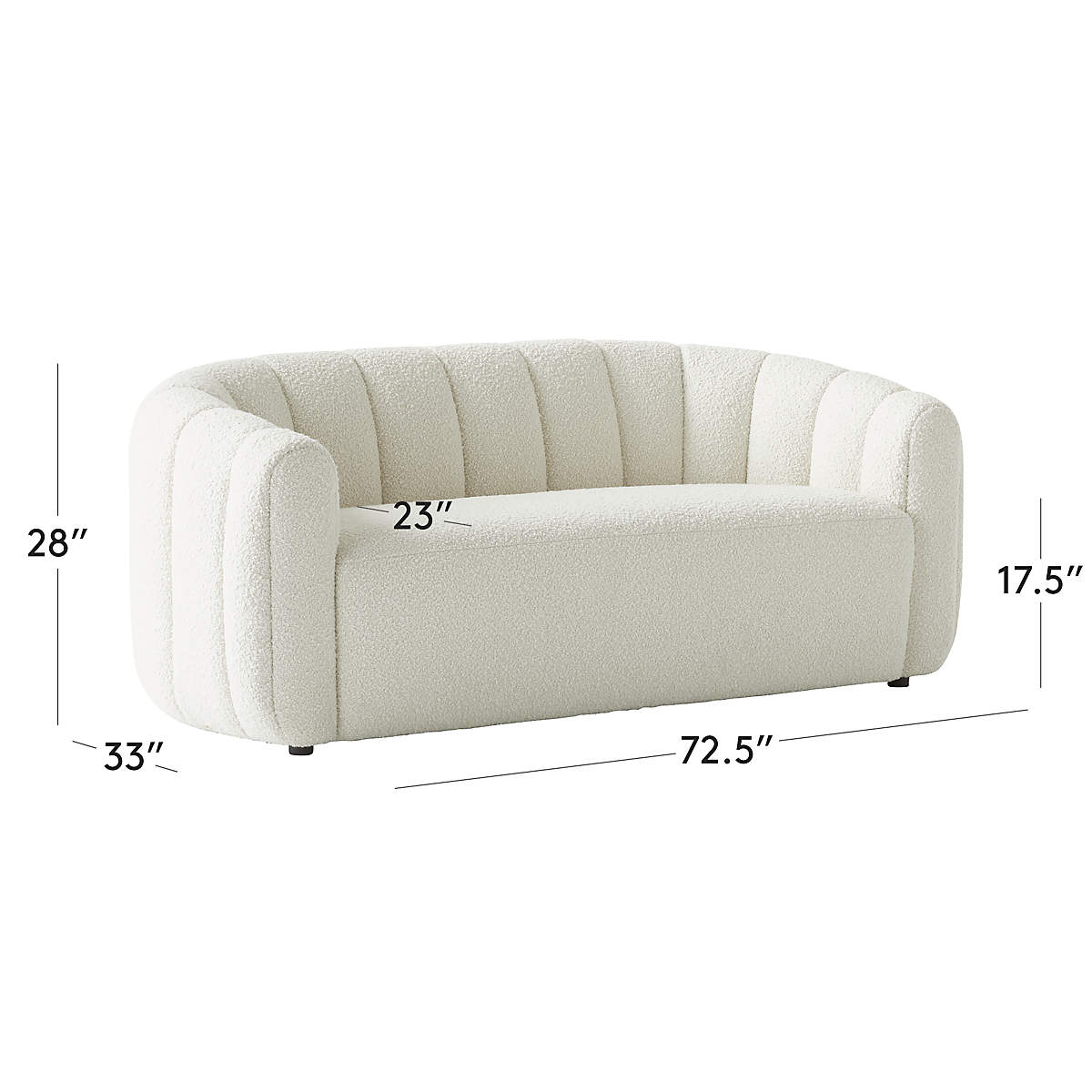 Luxury curved sofa with soft bouclé upholstery