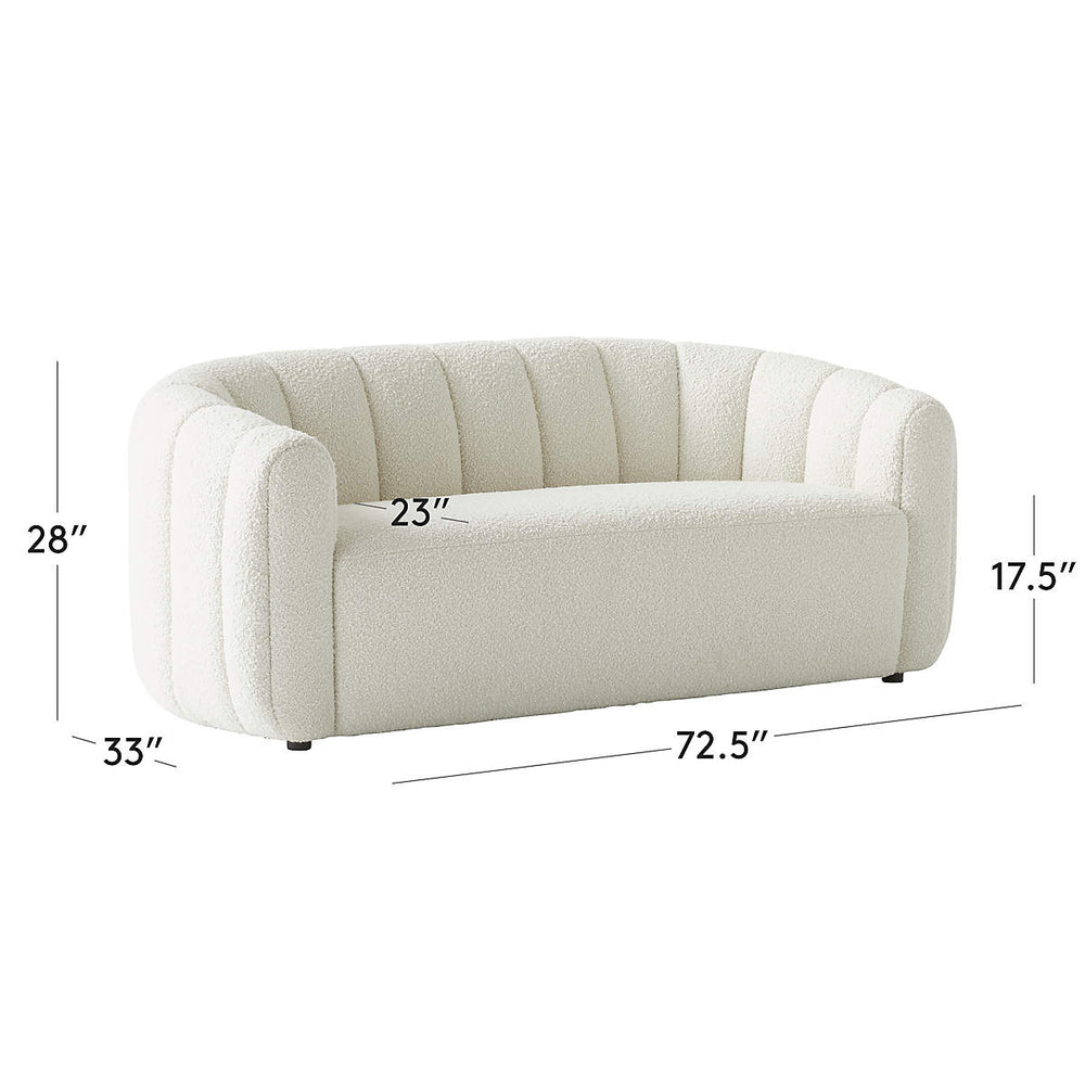 Luxury curved sofa with soft bouclé upholstery