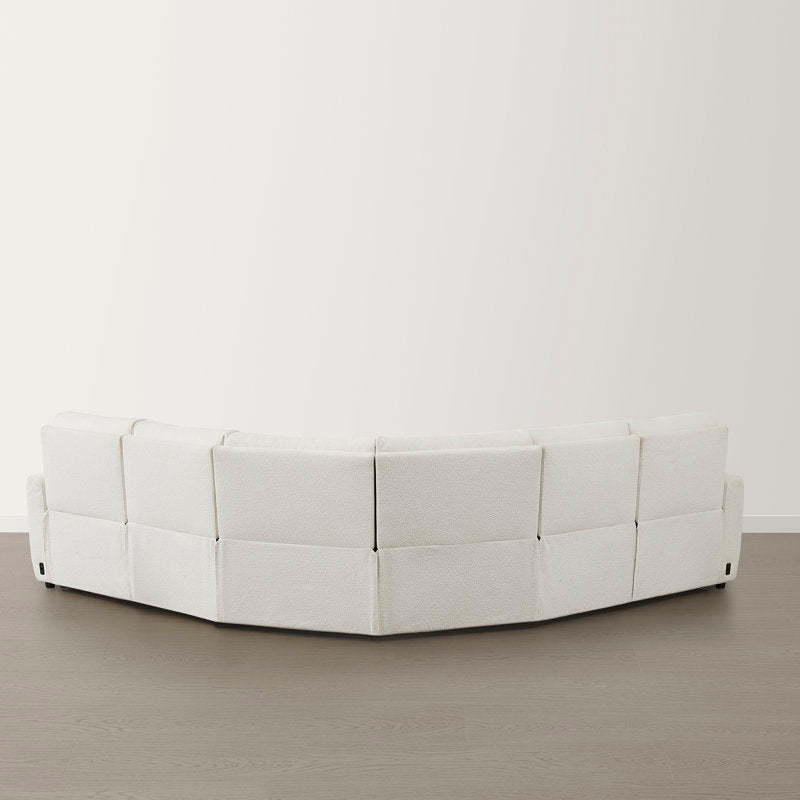 Contemporary modular sectional sofa in soft neutral upholstery