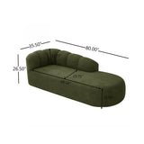 Premium teak wood curved couch with olive upholstery