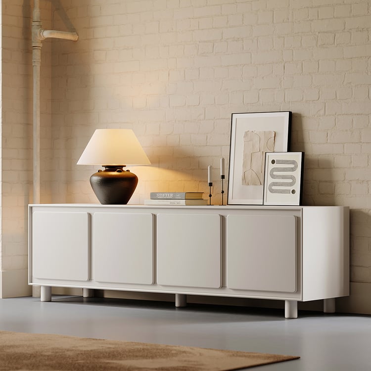 Premium teak wood white console cabinet