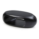 Contemporary teak wood center table in matte black finish